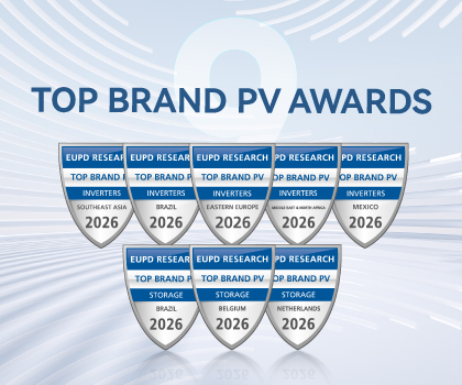 Growatt recebe o reconhecimento Top Brand PV da EUPD Research pelo 9º ano consecutivo em sete mercados estratégicos de energia solar e armazenamento
