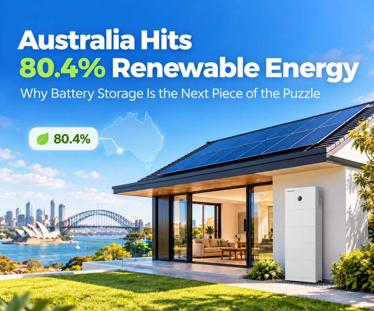 Austrália atinge marco de 80% de energia renovável: por que o armazenamento residencial em baterias é o próximo grande passo